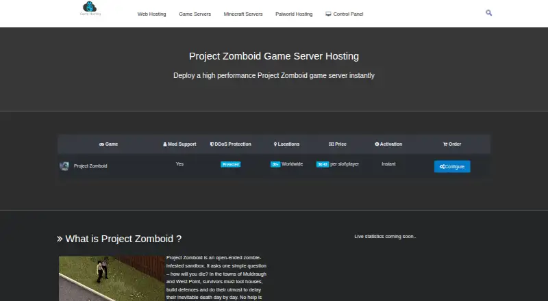 AA Game Hosting home page