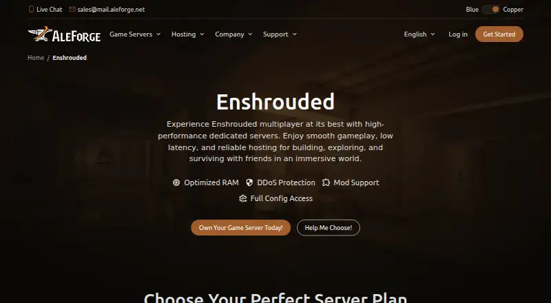 AleForge Enshrouded Hosting home page