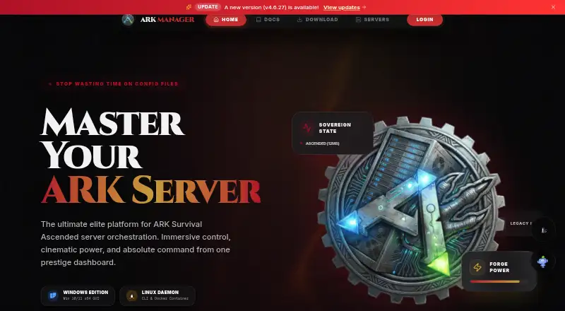 ARK ASA Server Manager home page