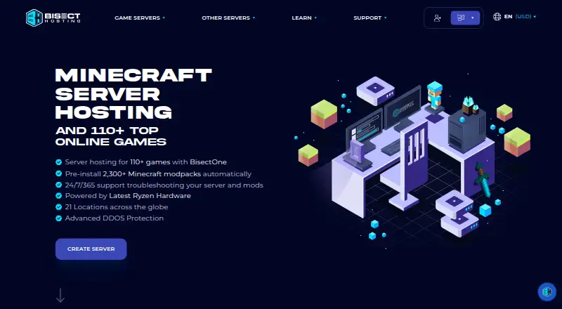 BisectHosting home page