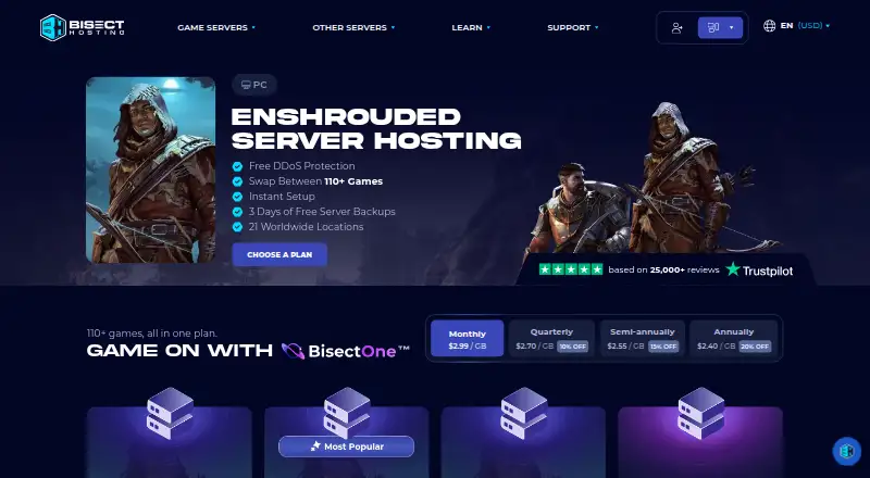 BisectHosting Enshrouded Hosting home page