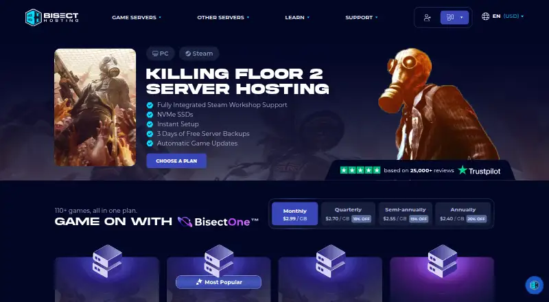 BisectHosting Killing Floor 2 Hosting home page