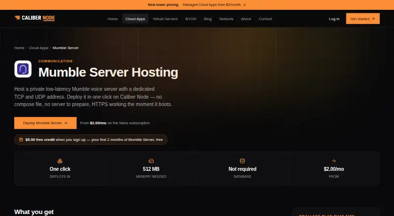 Caliber Node Mumble Server home page