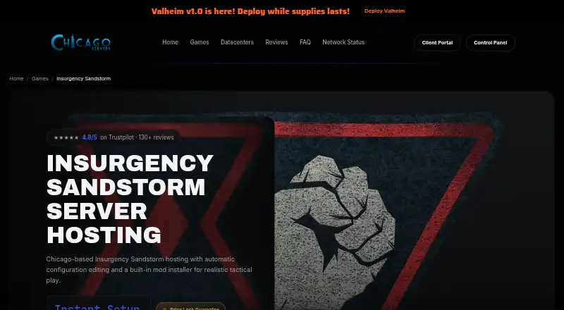 ChicagoServers Insurgency Sandstorm Hosting home page