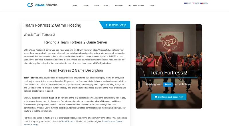 Citadel Servers Enshrouded Hosting home page