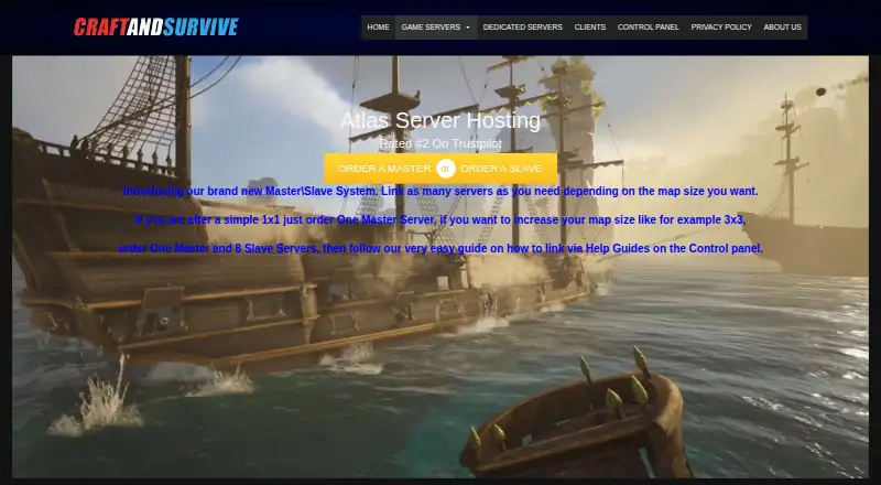 CraftAndSurvive Atlas Server Hosting home page