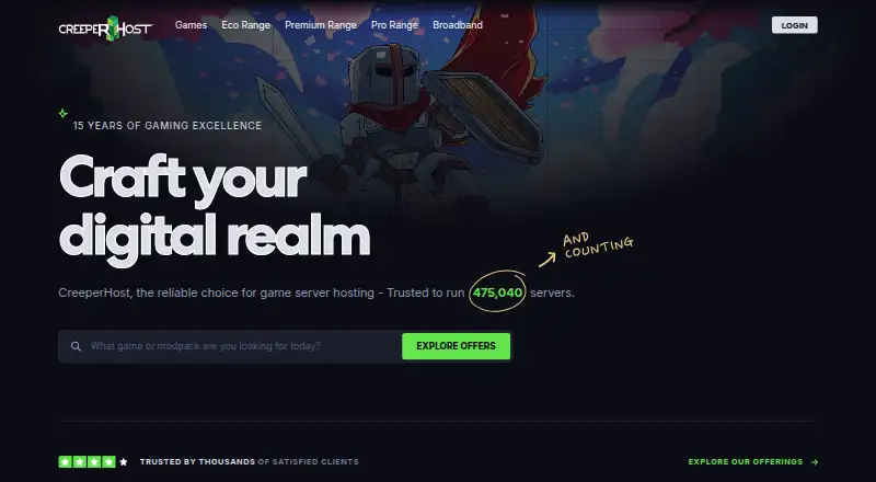 CreeperHost home page