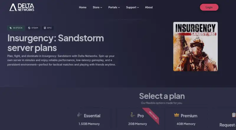 Delta Networks Insurgency: Sandstorm Hosting home page