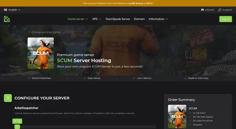 EmeraldHost SCUM Server Hosting home page