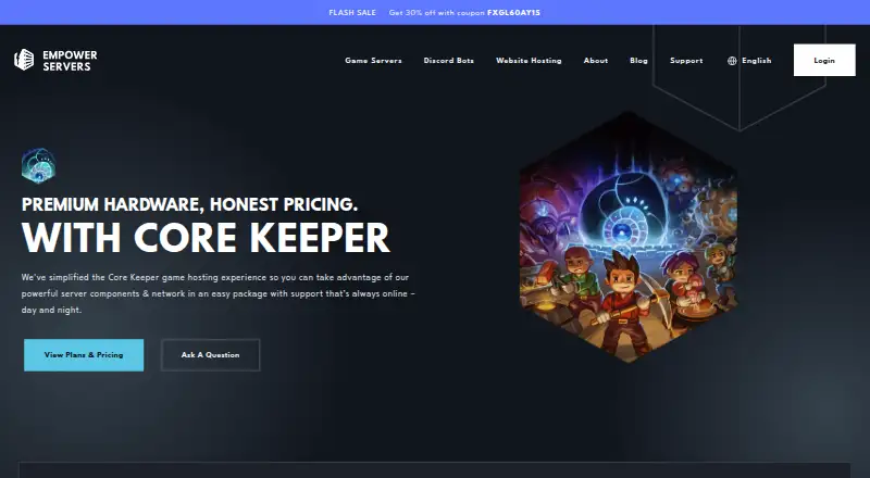 Empower Servers Core Keeper Hosting home page