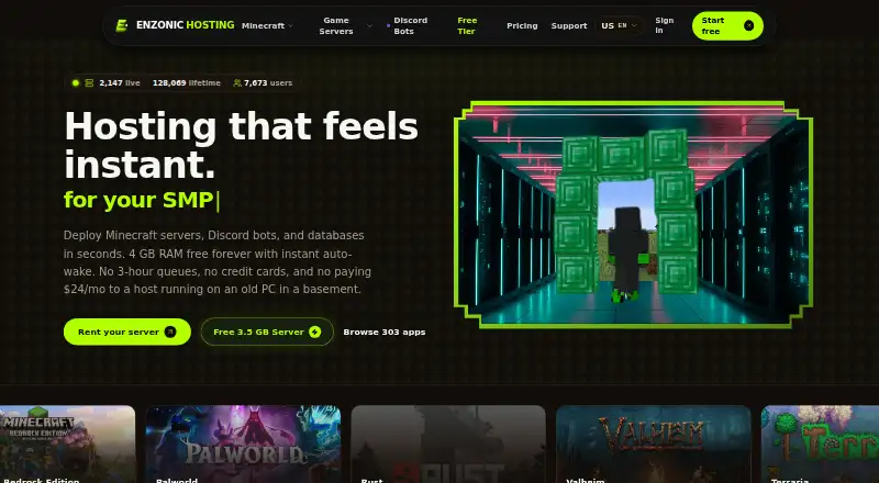 Enzonic Hosting home page