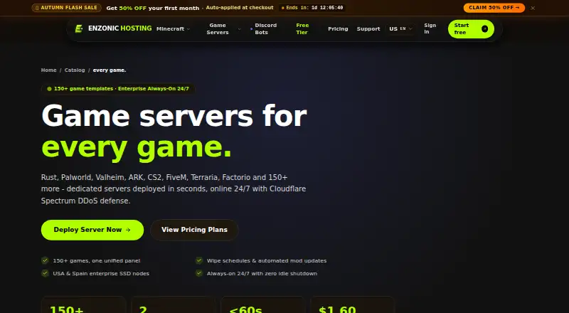 Enzonic Cloud Brickadia Servers home page