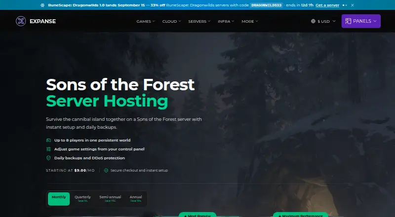 Expanse Host Sons of the Forest Hosting home page