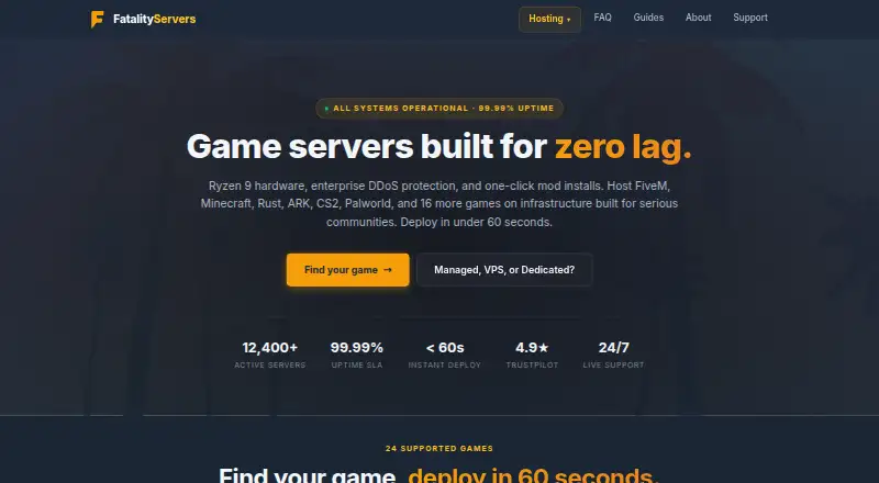Fatality Servers Game VPS home page