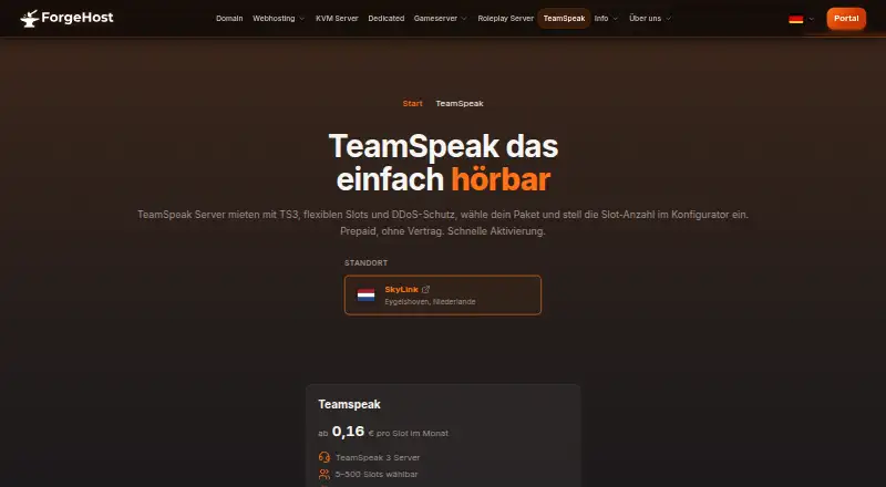 ForgeHost TeamSpeak home page