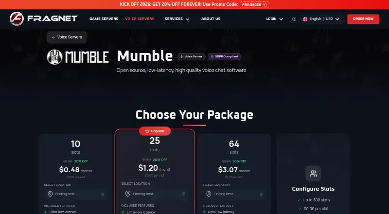 Fragnet Mumble Servers home page