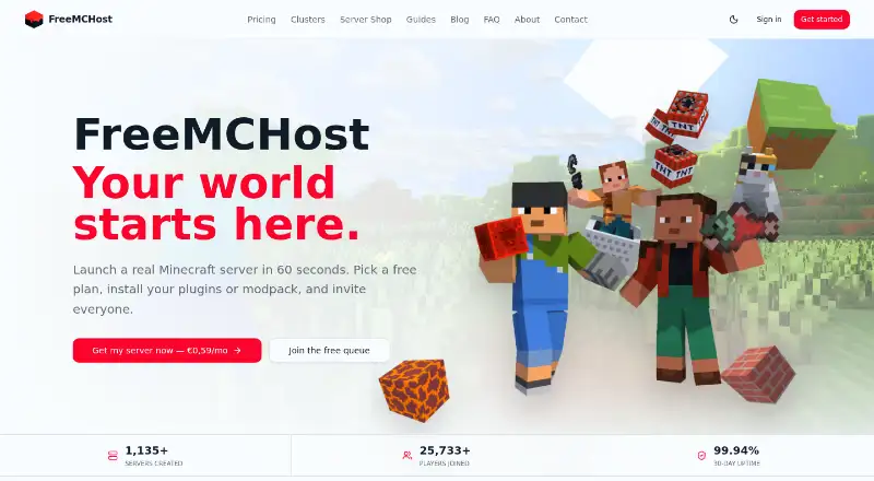 FreeMCHost home page