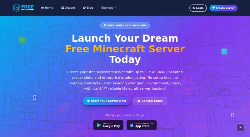 FreeMcServer.net home page