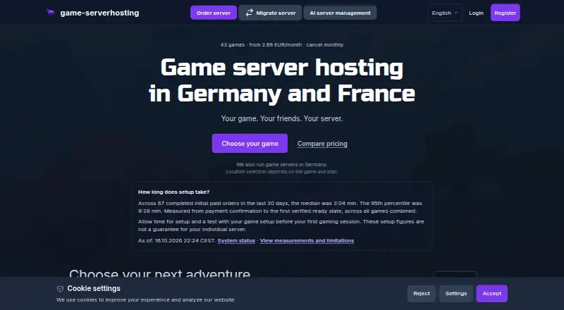 game-serverhosting SCUM Server Hosting home page