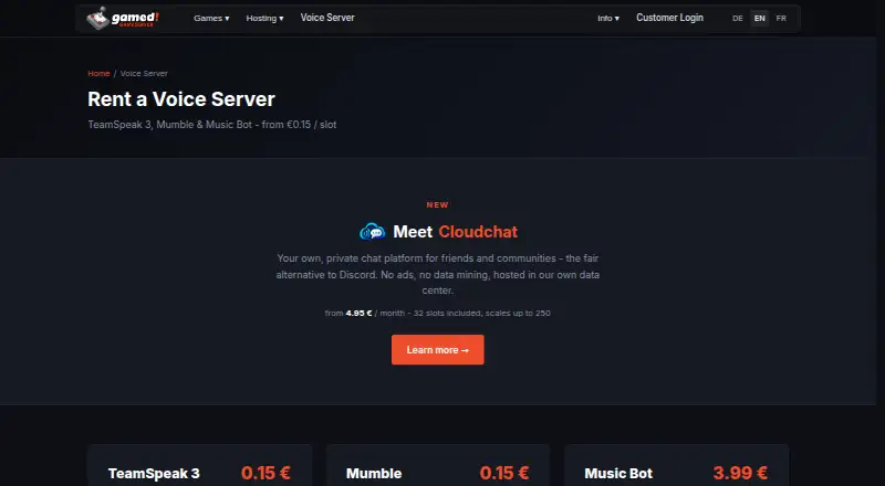 gamed!de Mumble Servers home page