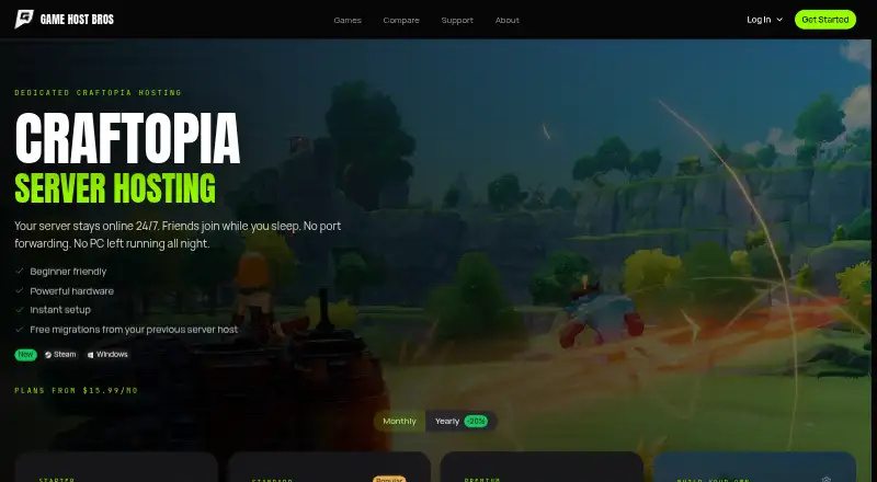 Game Host Bros Craftopia Server Hosting home page