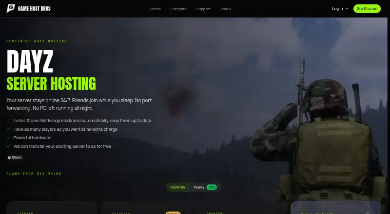 Game Host Bros DayZ Hosting home page