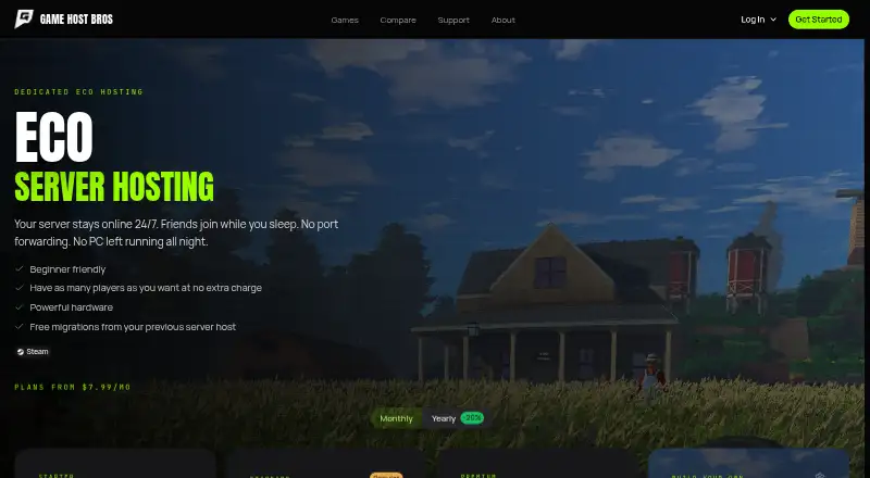 Game Host Bros Eco Server Hosting home page