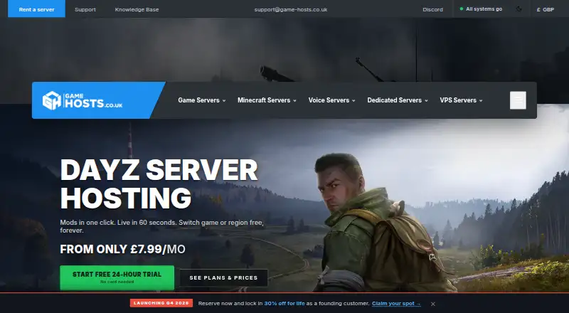 Game Hosts DayZ Hosting home page
