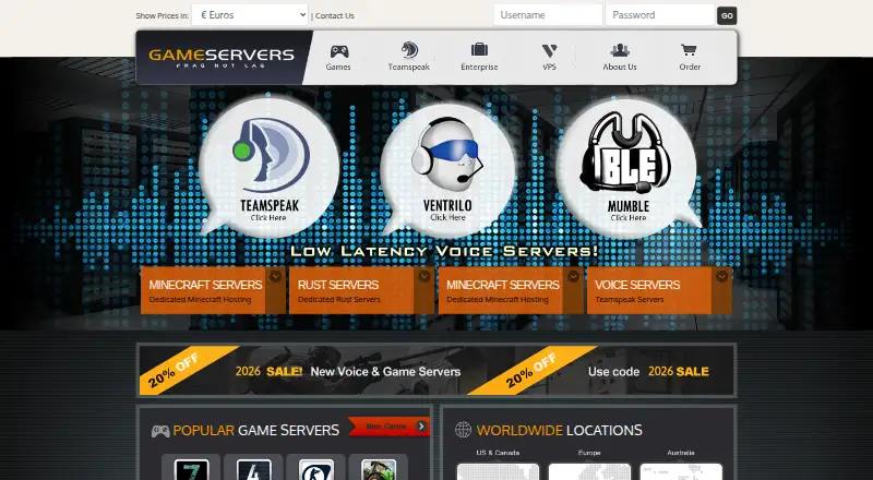 GameServers.com home page