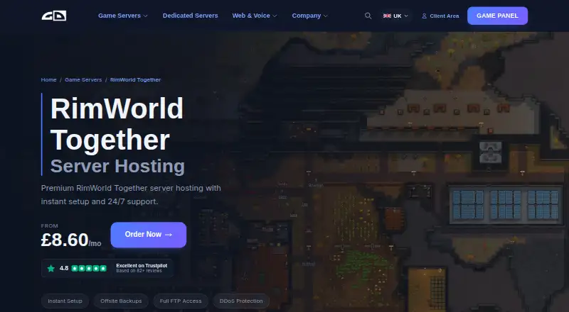 Gaming Deluxe RimWorld Together Server Hosting home page