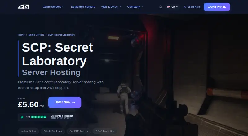 Gaming Deluxe SCP: Secret Laboratory Server Hosting home page