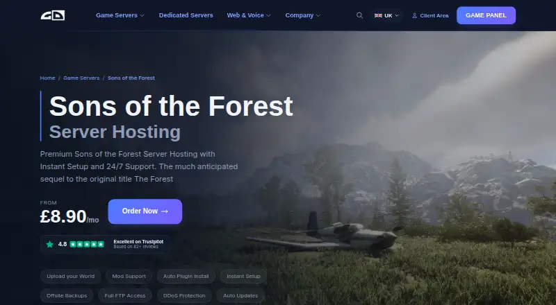 Gaming Deluxe Sons of the Forest Server Hosting home page