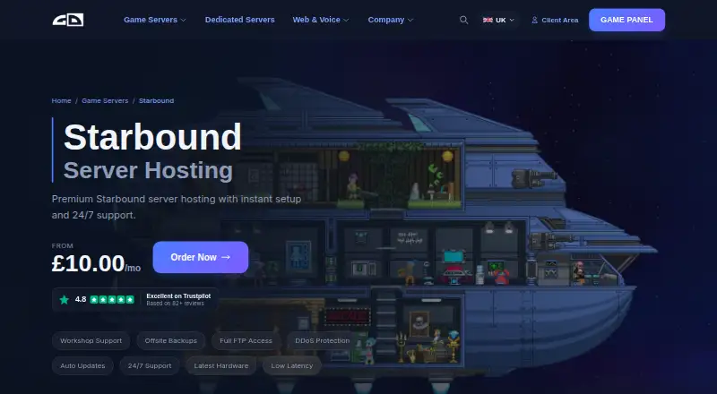 Gaming Deluxe Starbound Server Hosting home page
