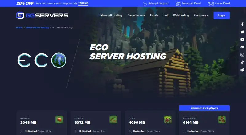 GGServers Eco Server Hosting home page
