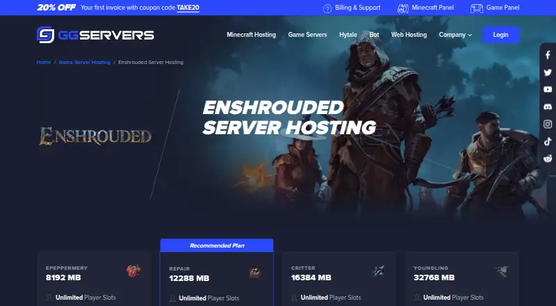 GGServers Enshrouded Server Hosting home page