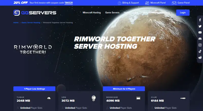 GGServers RimWorld Together Hosting home page