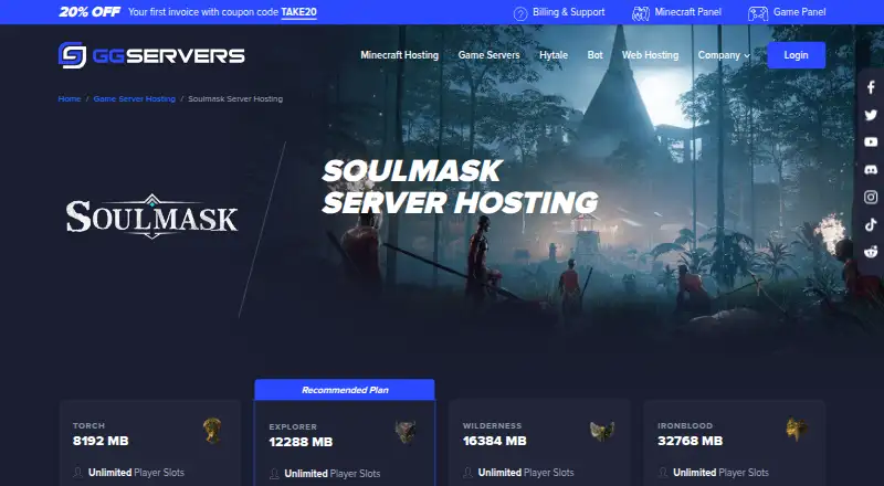 GGServers Soulmask Server Hosting home page