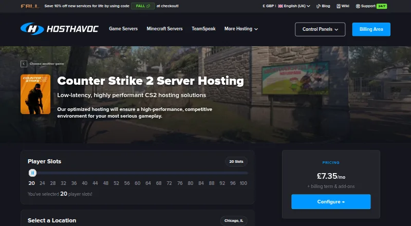 Host Havoc Counter-Strike 2 Server Hosting home page