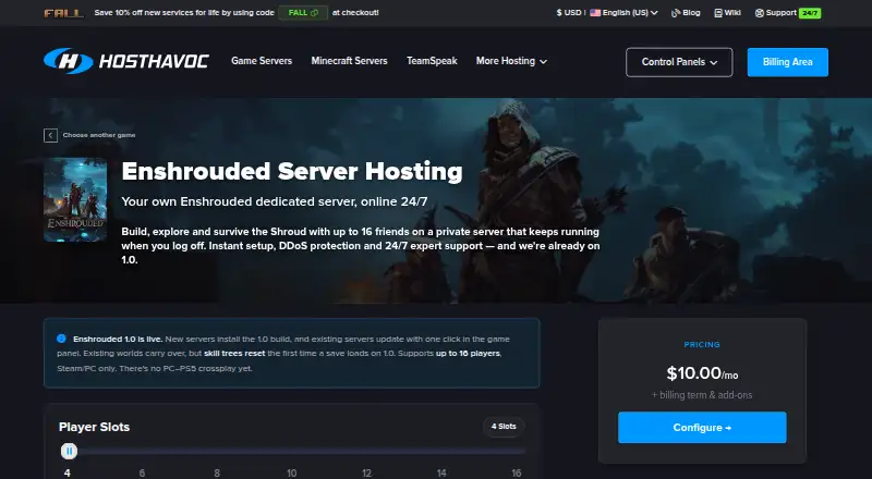 Host Havoc Enshrouded Hosting home page