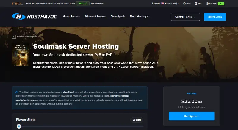 Host Havoc Soulmask Server Hosting home page