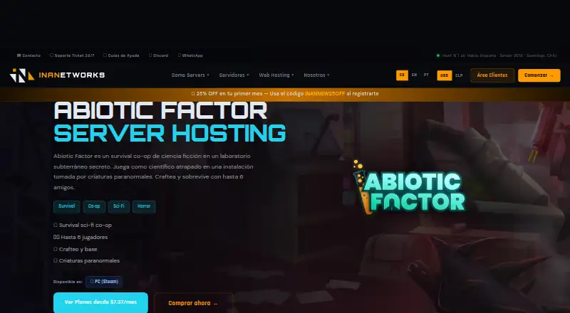 INANetworks Abiotic Factor Server Hosting home page