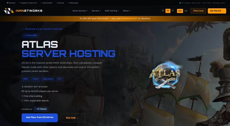 INA Networks Atlas Server Hosting home page