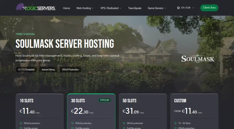 LogicServers Soulmask Server Hosting home page