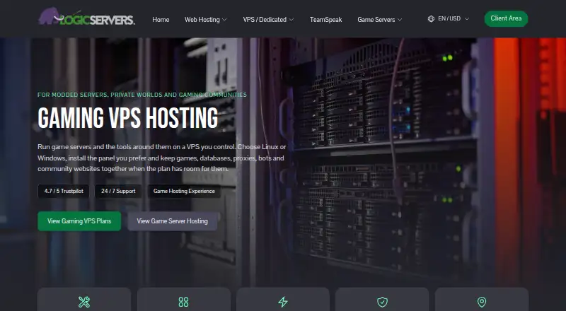 LogicServers Gaming VPS home page