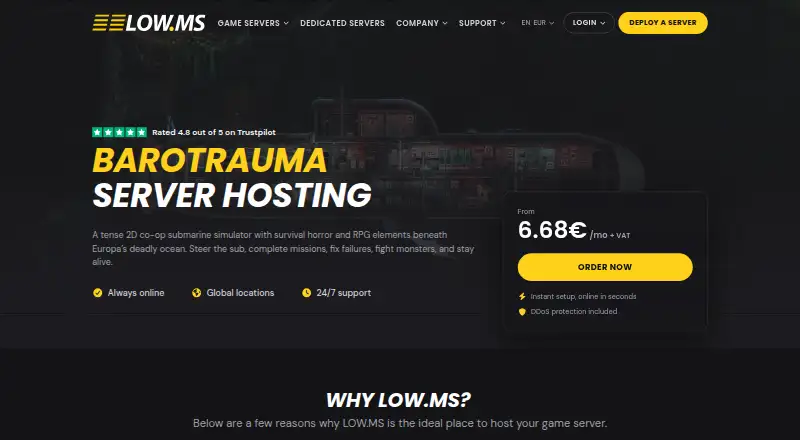 LOW.MS Barotrauma Server Hosting home page