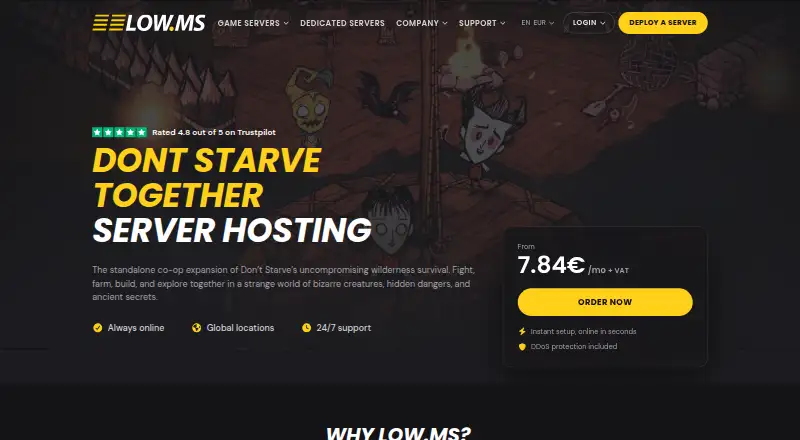 LOW.MS Don't Starve Together Server Hosting home page