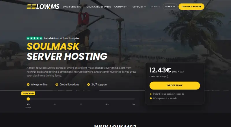 LOW.MS Soulmask Server Hosting home page