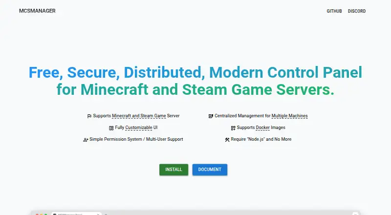 MCSManager home page