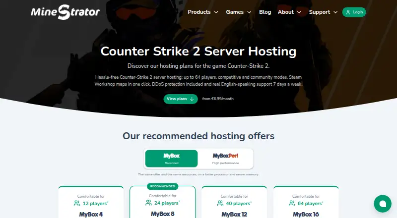 MineStrator Counter-Strike 2 Hosting home page
