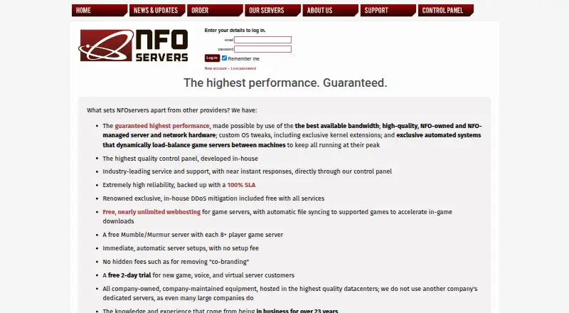 NFOservers home page
